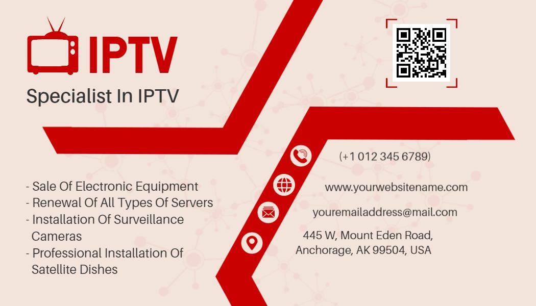 Modern Red IPTV Specialist Visiting Card Template