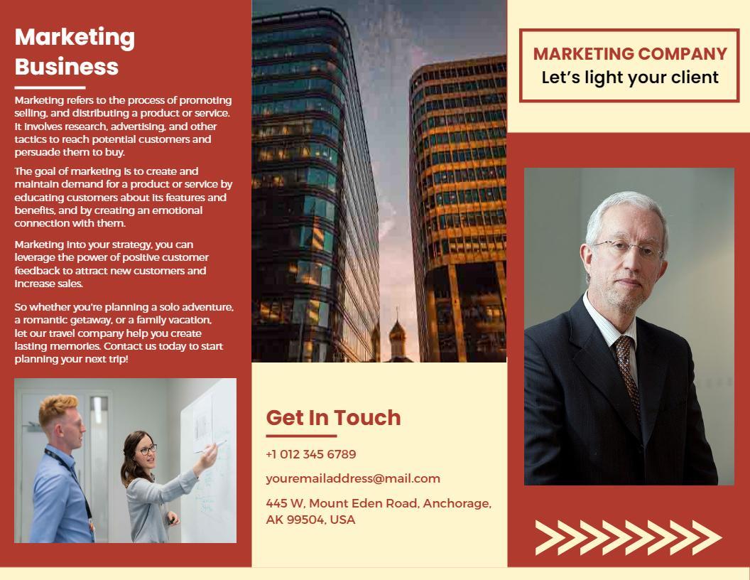 Modern Red Marketing Services Overview Tri Fold Brochure Template