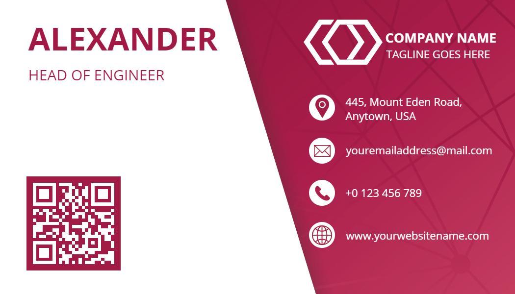 Modern Red QR Code Enabled Engineer Business Card Template