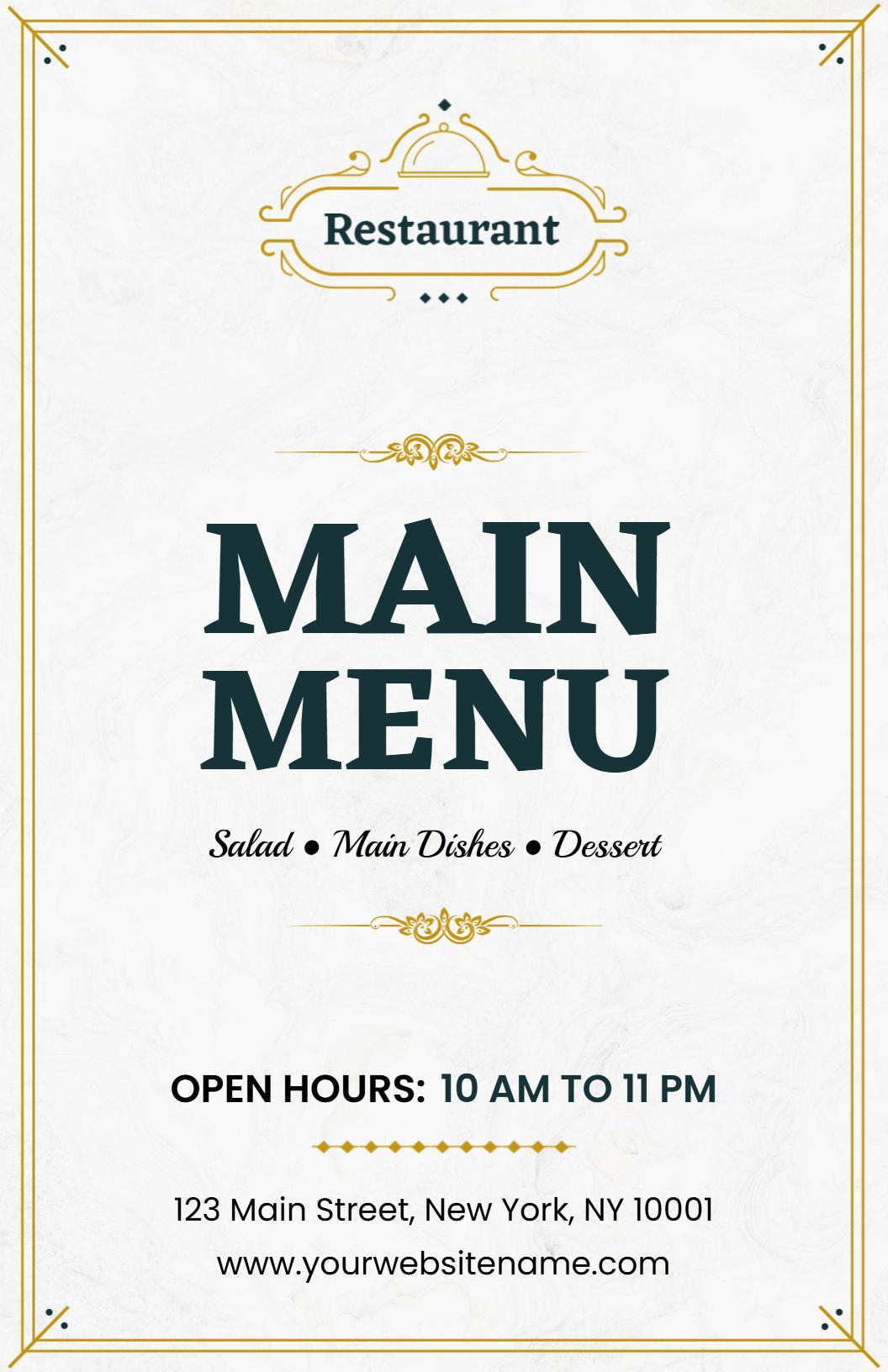 Modern Salad and Sides Restaurant Menu Template