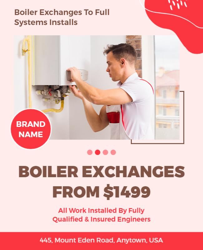 Modern Service Promotion for Boiler Exchanges Poster Template