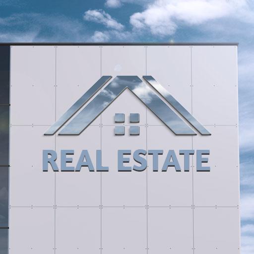 Modern Silver Real Estate Building Mockup Logo Template