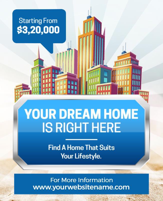 Modern Skyline Real Estate Dream Home Poster Template