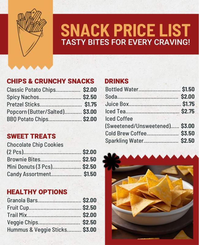 Modern Snack Price List Flyer Template