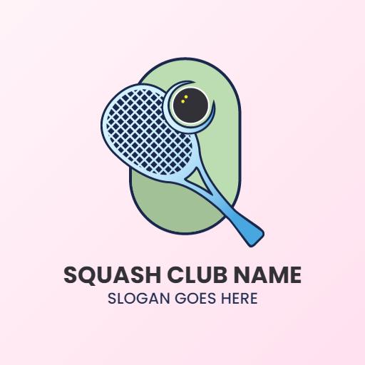 Modern Squash Racket Design with Fun Green Elements Logo Template