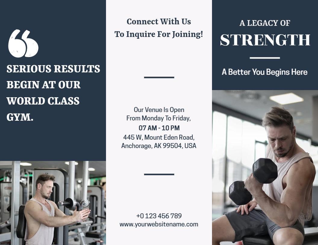 Modern Strength Training Gym Membership Options Brochure Template