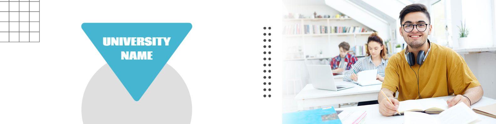 Modern Student Life with Bright Blue Triangle Design LinkedIn Banner Template