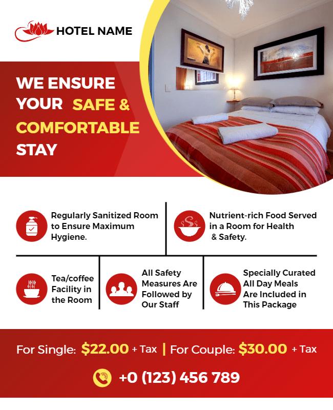 Modern Stylish Hotel Comfort and Safety Package Poster Template