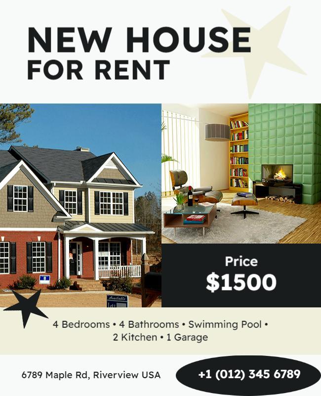 Modern Stylish Real Estate Rental Listing Poster Template