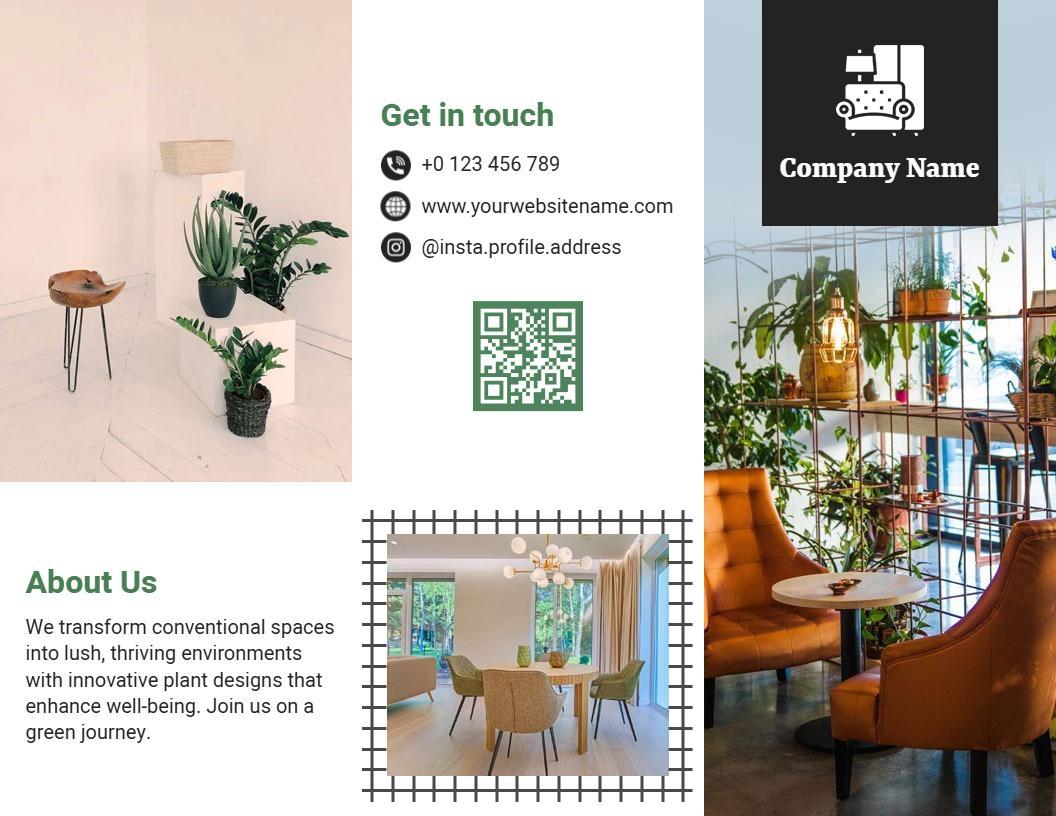 Modern Sustainable Interior Design with Green Elements Brochure Template