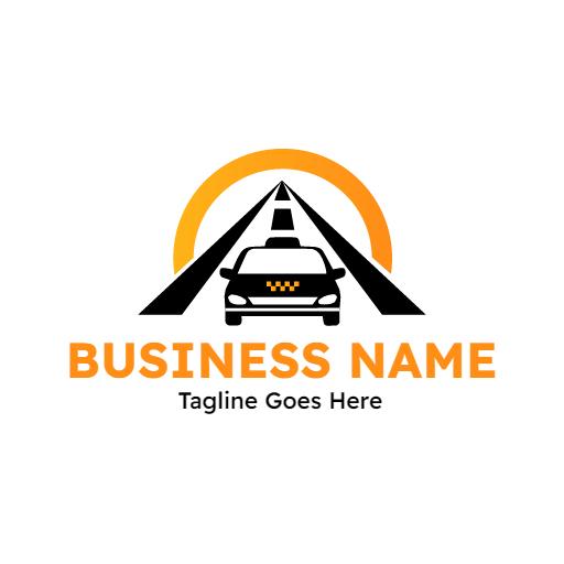Modern Taxi Design Featuring Black Car and Orange Road Logo Template