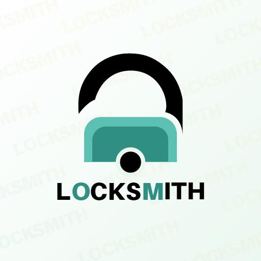 Modern Teal and Black Lock Design for Locksmith Services Logo Template