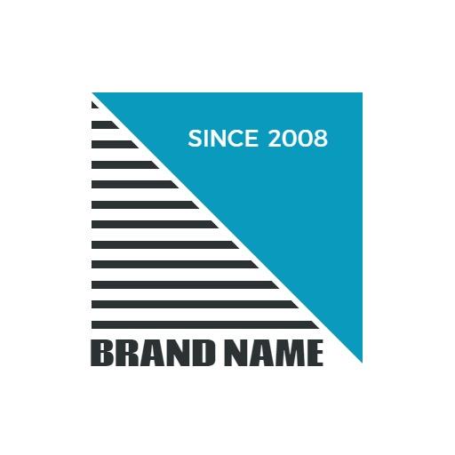 Modern Teal and Black Striped Square Business Logo Template
