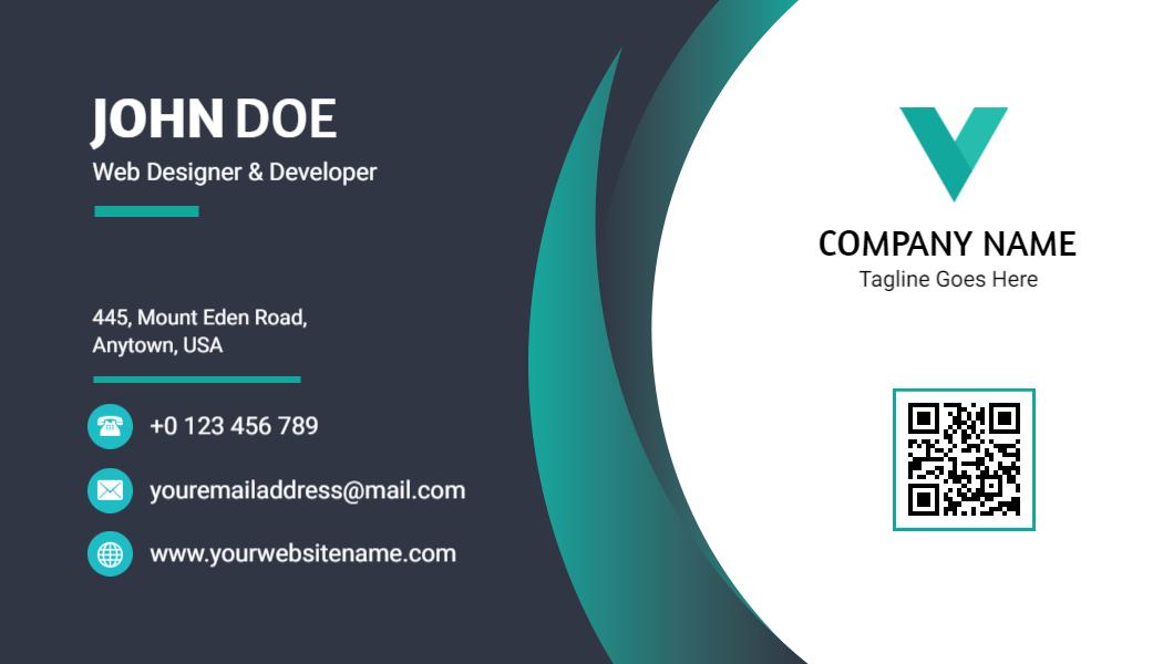 Modern Teal and Dark Blue Web Designer Business Card Template