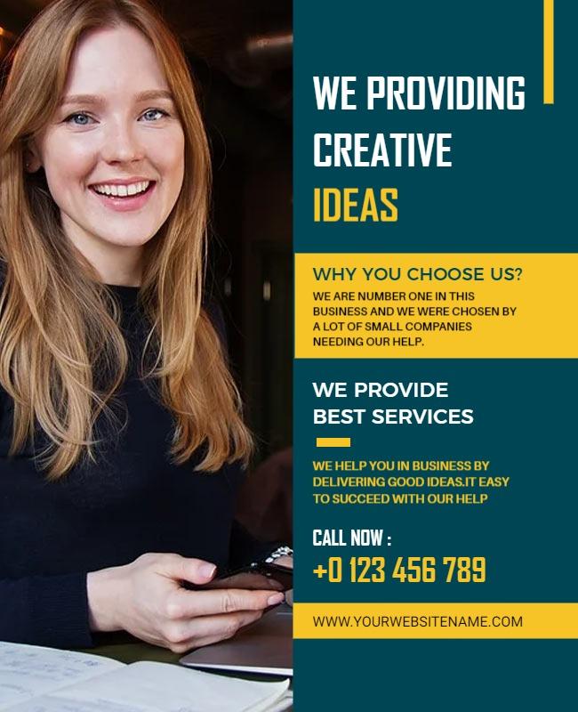 Modern Teal Business Services Creative Ideas Poster Template