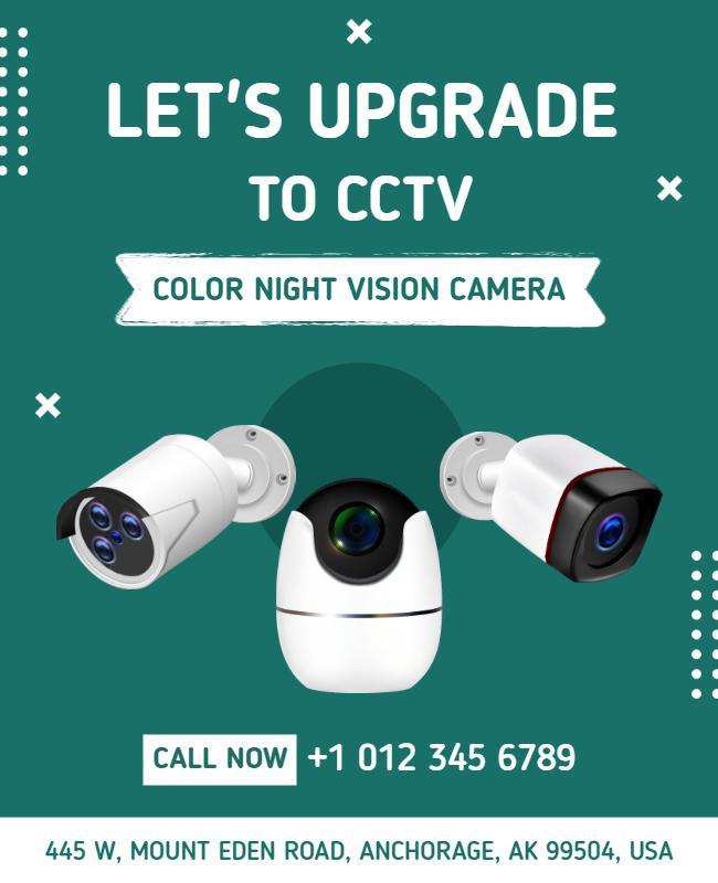 Modern Teal CCTV Upgrade Color Night Vision Camera Poster Template