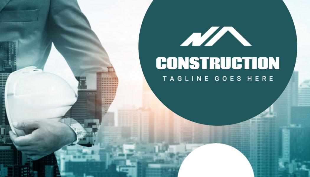Modern Teal Construction Worker Professional Business Card Template