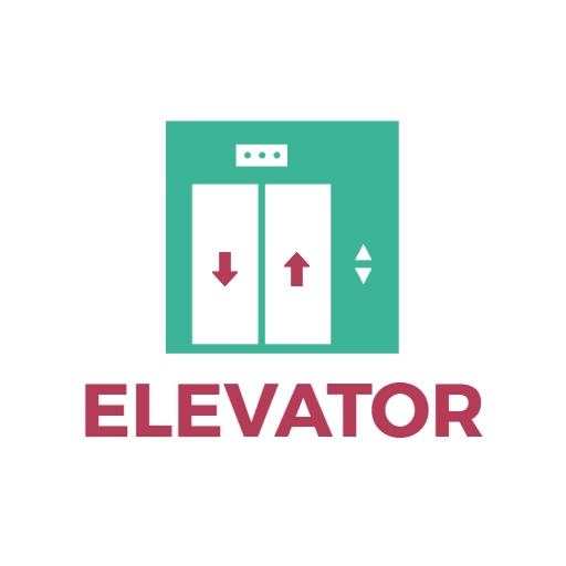 Modern Teal Elevator Design with Up and Down Icons Logo Template