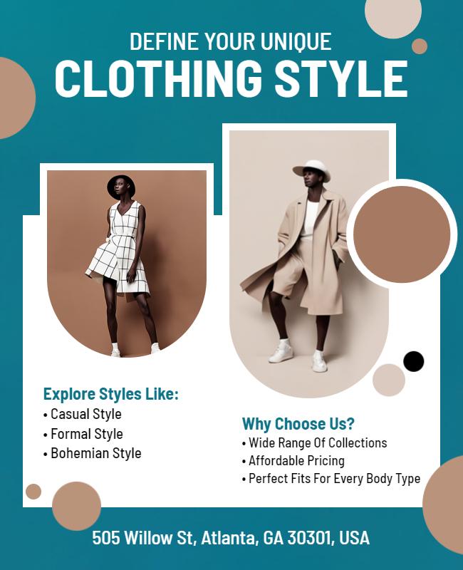 Modern Teal Fashion Style Guide Poster Template