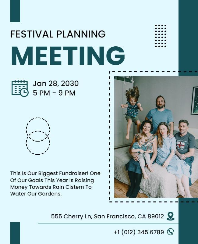 Modern Teal Festival Planning Meeting Invitation Poster Template