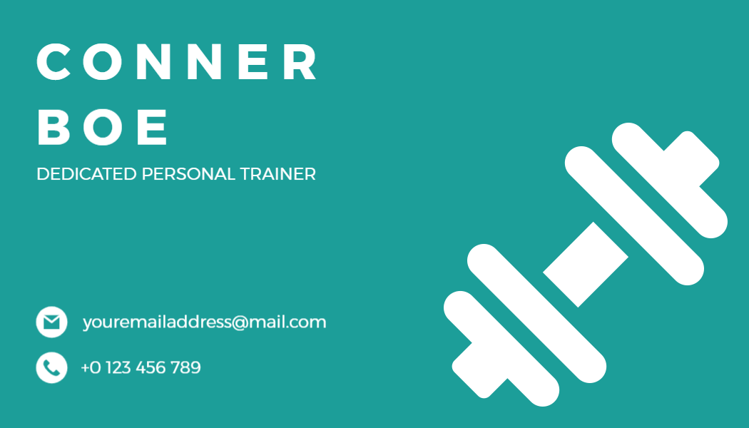 Modern Teal Fitness Personal Trainer Business Card Template