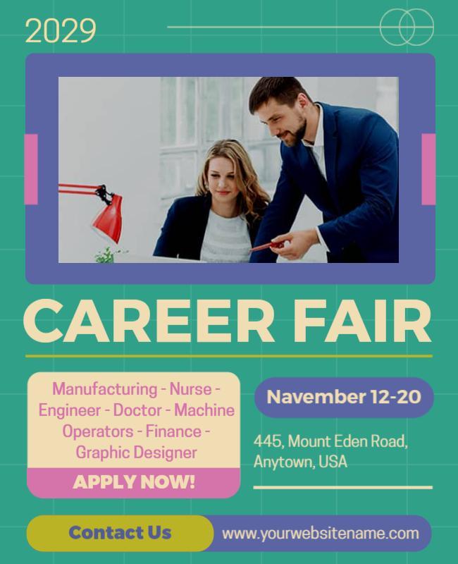 Modern Teal Graphic Design Career Fair Flyer Template