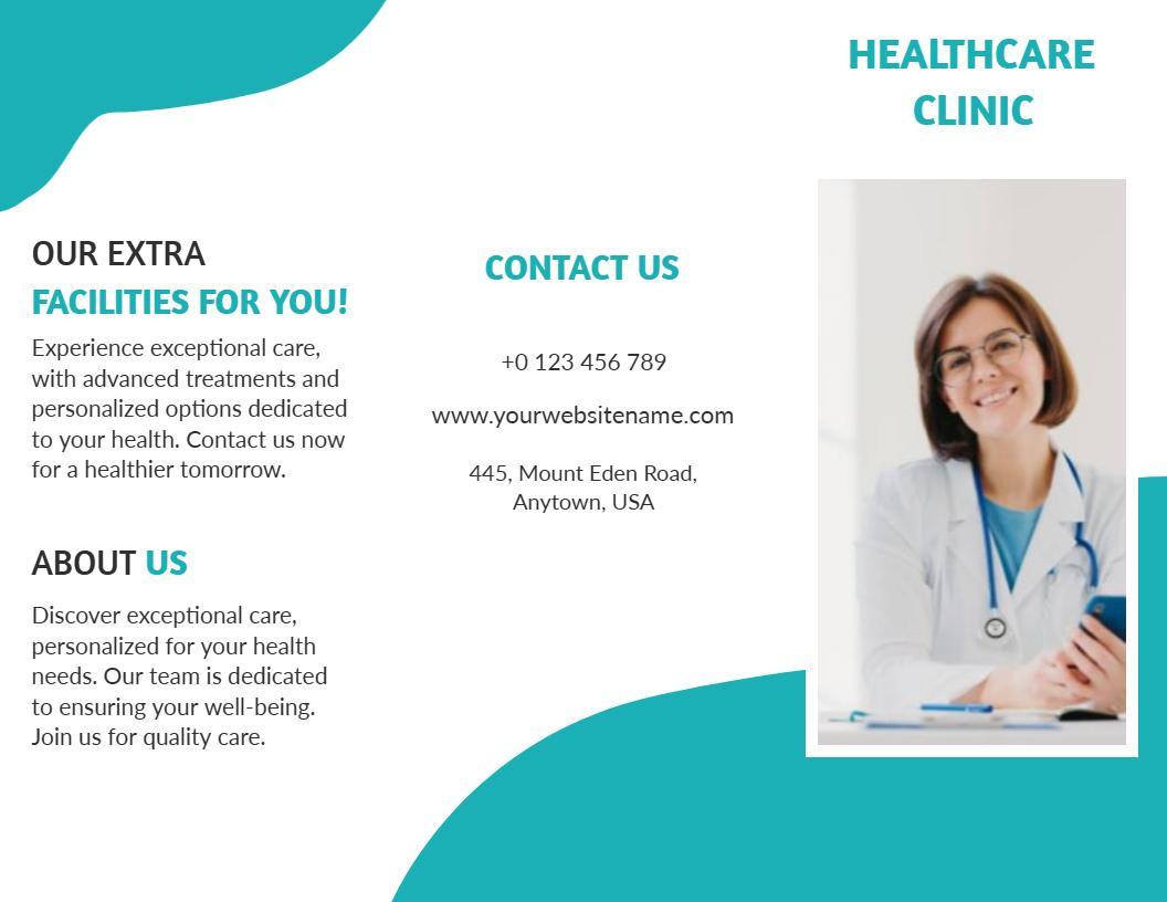 Modern Teal Healthcare Clinic Services Brochure Template