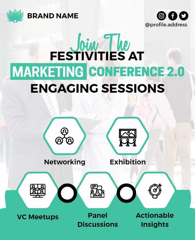 Modern Teal Marketing Conference Engagement Sessions Poster Template
