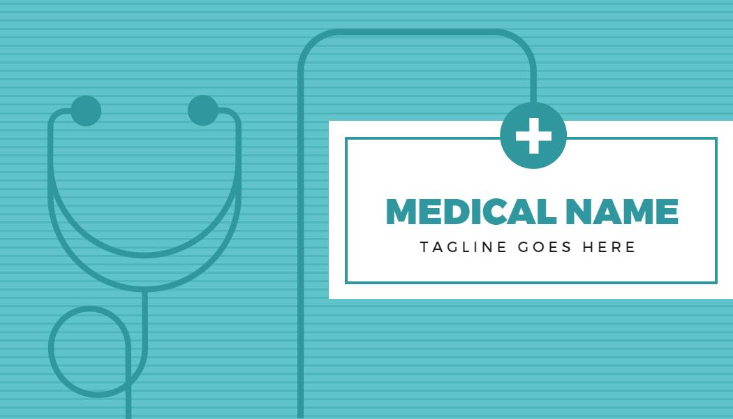 Modern Teal Medical Practice with Stethoscope Business Card Template