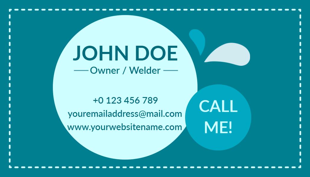 Modern Teal Metal Fabrication Welder Business Card Template