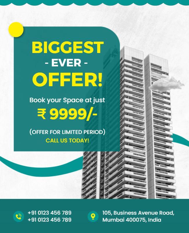 Modern Teal Real Estate Offer Announcement Poster Template
