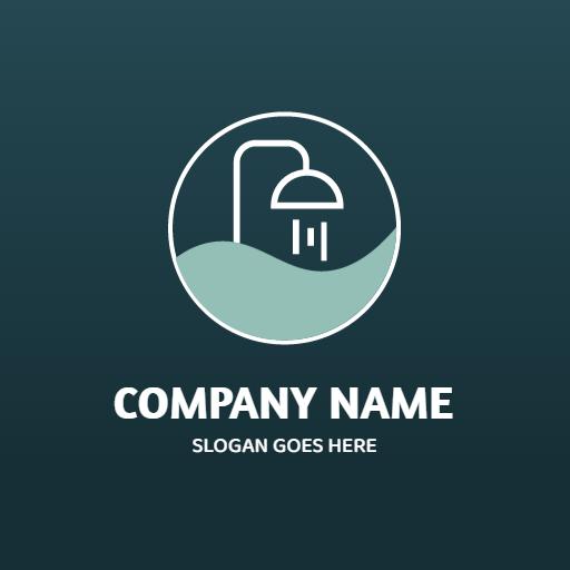 Modern Teal Shower Design for Sanitary Services Logo Template