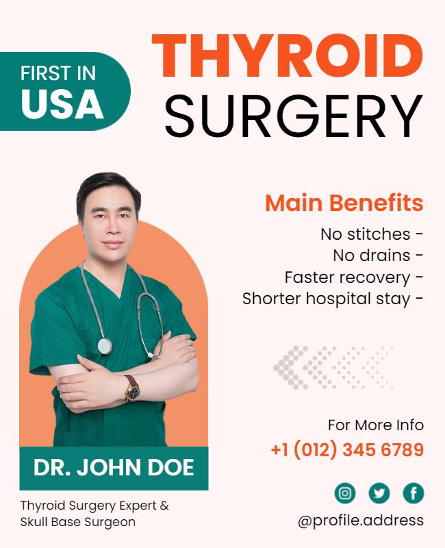 Modern Teal Thyroid Surgery Information Poster Template