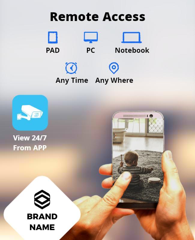 Modern Tech Remote Access View Anytime Anywhere Poster Template