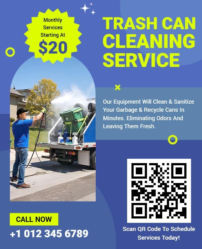 Modern Trash Can Cleaning Service Promotion Flyer Template