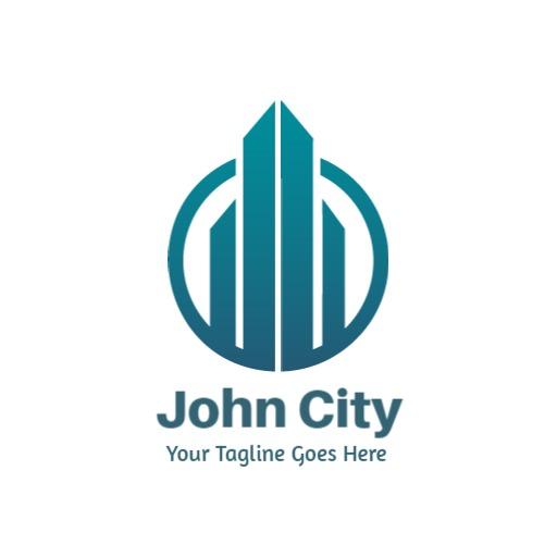Modern Turquoise Skyline Design for City Development Logo Template