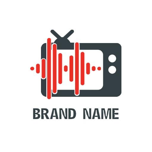 Modern TV Design with Sound Waves for YouTube Channel Logo Template