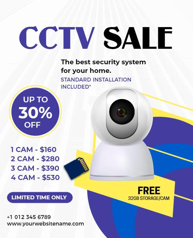 Modern White CCTV Security System Sale Poster Template