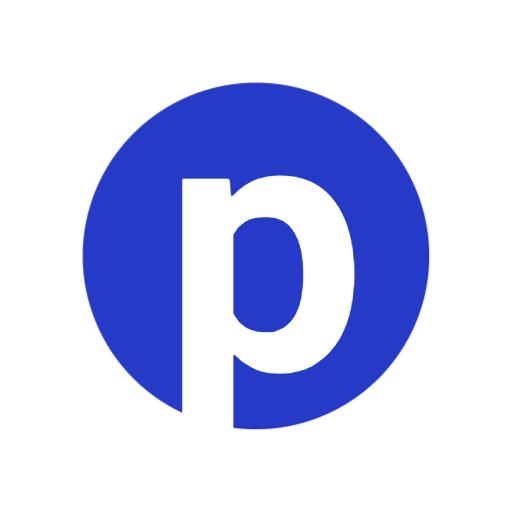 Modern White Letter P on Deep Blue Background Alphabet Logo Template