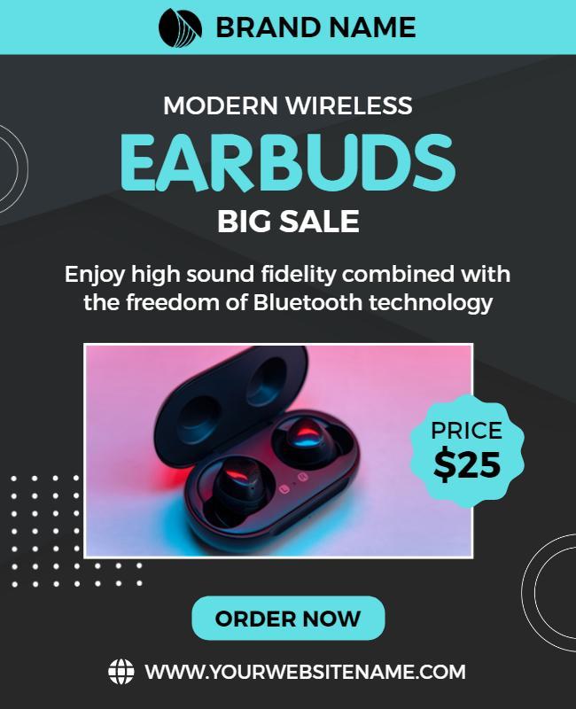 Modern Wireless Earbuds Sale Flyer Template