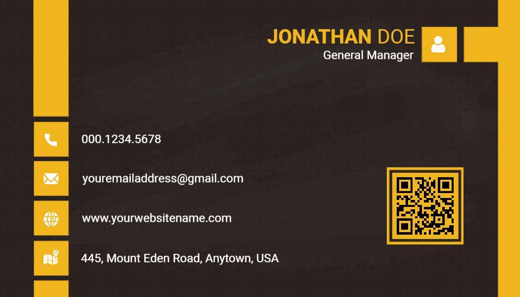 Modern Yellow and Black Corporate Contact Business Card Template