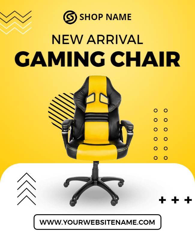 Modern Yellow and Black Gaming Chair Advertisement Poster Template