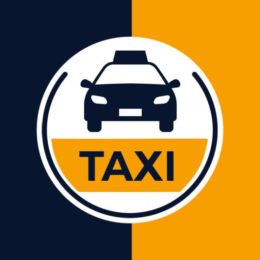 Modern Yellow and Blue Taxi Service Iconic Logo Template