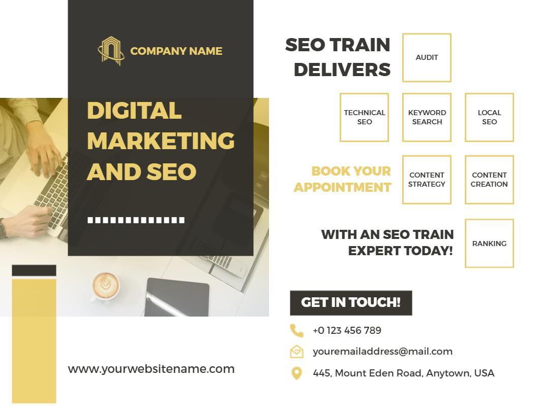 Modern Yellow Digital Marketing and SEO Services Brochure Template