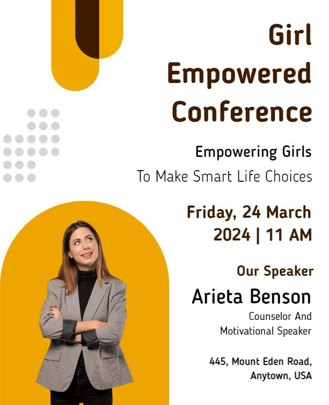 Modern Yellow Girl Empowered Conference Poster Template