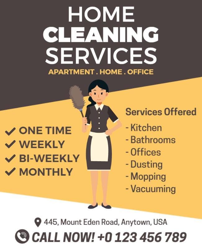 Modern Yellow Home Cleaning Services Flyer Template