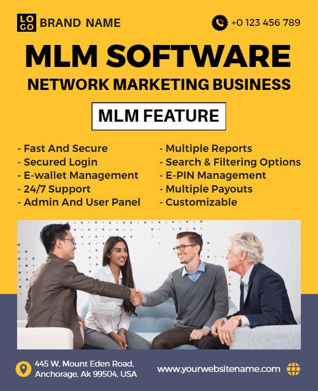 Modern Yellow MLM Software Network Marketing Business Poster Template