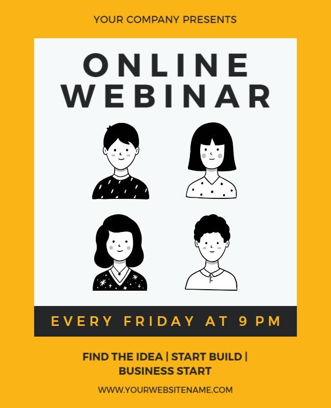 Modern Yellow Online Webinar Announcement Poster Template