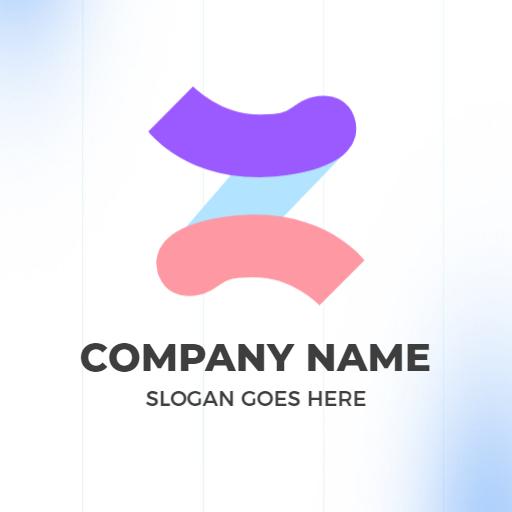 Modern Z Letter Design with Soft Pink and Blue Logo Template