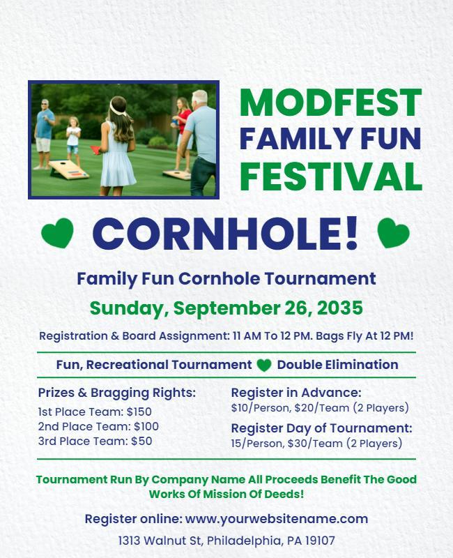 Modfest Family Fun Cornhole Tournament Flyer Template